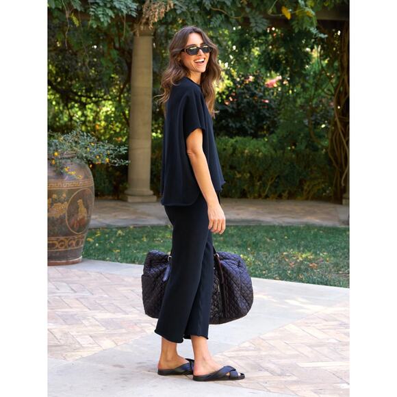 Frank & Eileen GREECE TRAVEL SET Olive Capelet Catherine Pants Navy M NWT $382 - Picture 2 of 10